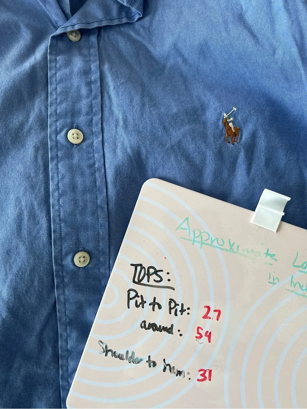 Vintage Ralph Lauren Yarmouth Blue Pinpoint Oxford button down Shirt 17.5 35